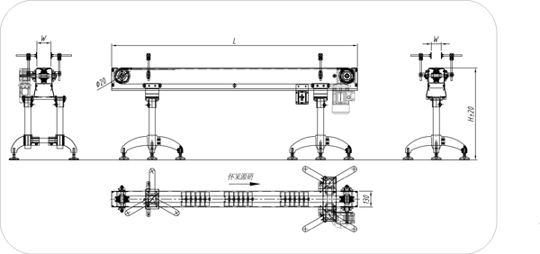 滚珠链板输送机示意图