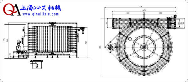 网带螺旋速冻隧道示意图